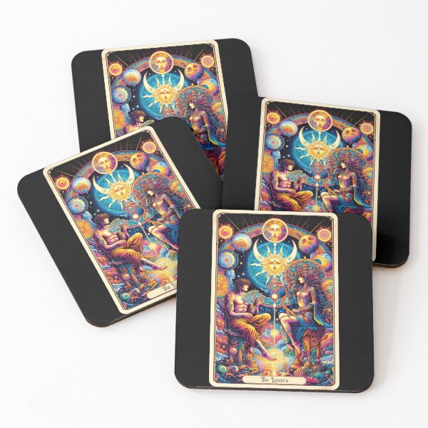 Item preview, vibrant Lovers Tarot Card Mystical Art for Tarot Lovers Bohemian Astrology Inspired Design Celestial Artwork designed and sold by AnalajiaDesigns.