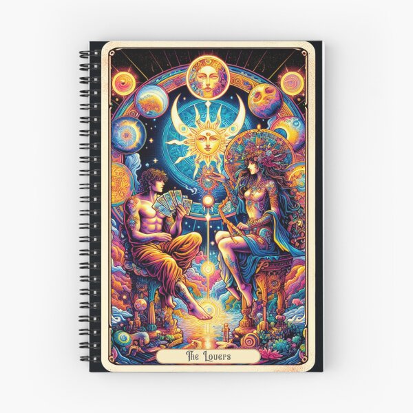 Item preview, vibrant Lovers Tarot Card Mystical Art for Tarot Lovers Bohemian Astrology Inspired Design Celestial Artwork designed and sold by AnalajiaDesigns.