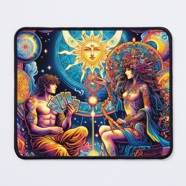 Item preview, vibrant Lovers Tarot Card Mystical Art for Tarot Lovers Bohemian Astrology Inspired Design Celestial Artwork designed and sold by AnalajiaDesigns.