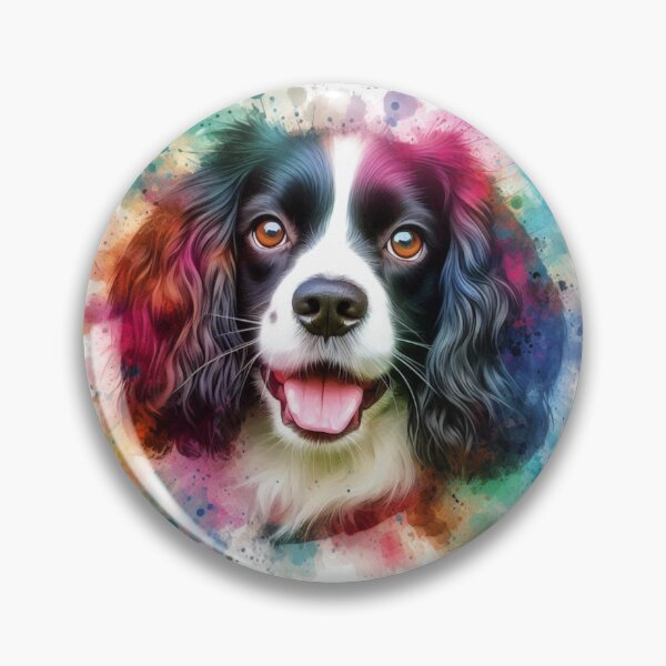Item preview, Colorful Cute English Springer Spaniel Watercolor Portrait designed and sold by MaedK.