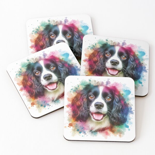 Item preview, Colorful Cute English Springer Spaniel Watercolor Portrait designed and sold by MaedK.