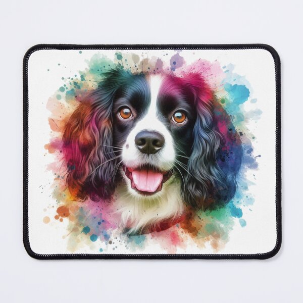 Item preview, Colorful Cute English Springer Spaniel Watercolor Portrait designed and sold by MaedK.