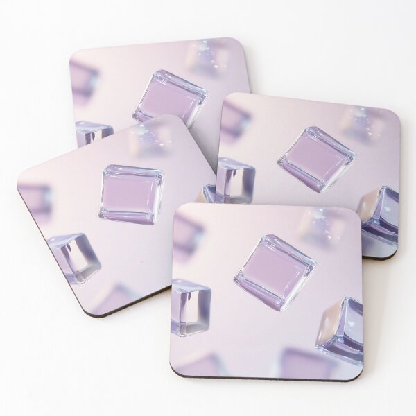 Item preview, Floating transparent glass cubes against a soft purple background create an abstract visual effect in a serene atmosphere designed and sold by anytka.