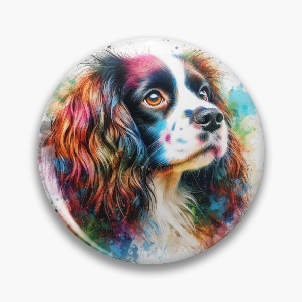 Item preview, Colorful Cute English Springer Spaniel Watercolor Portrait designed and sold by MaedK.