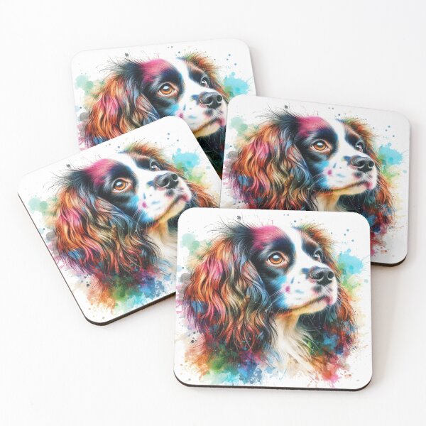 Item preview, Colorful Cute English Springer Spaniel Watercolor Portrait designed and sold by MaedK.