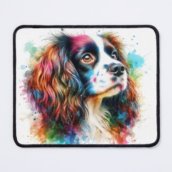 Item preview, Colorful Cute English Springer Spaniel Watercolor Portrait designed and sold by MaedK.
