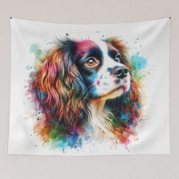 Item preview, Colorful Cute English Springer Spaniel Watercolor Portrait designed and sold by MaedK.