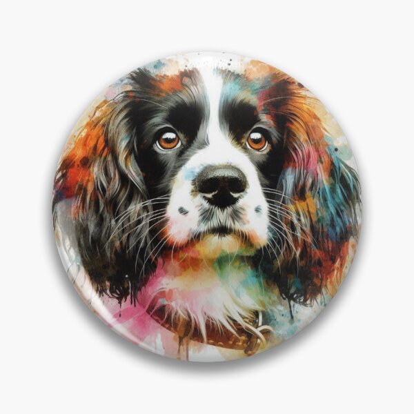 Item preview, Colorful Cute English Springer Spaniel Watercolor Portrait designed and sold by MaedK.