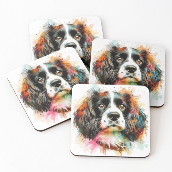 Item preview, Colorful Cute English Springer Spaniel Watercolor Portrait designed and sold by MaedK.