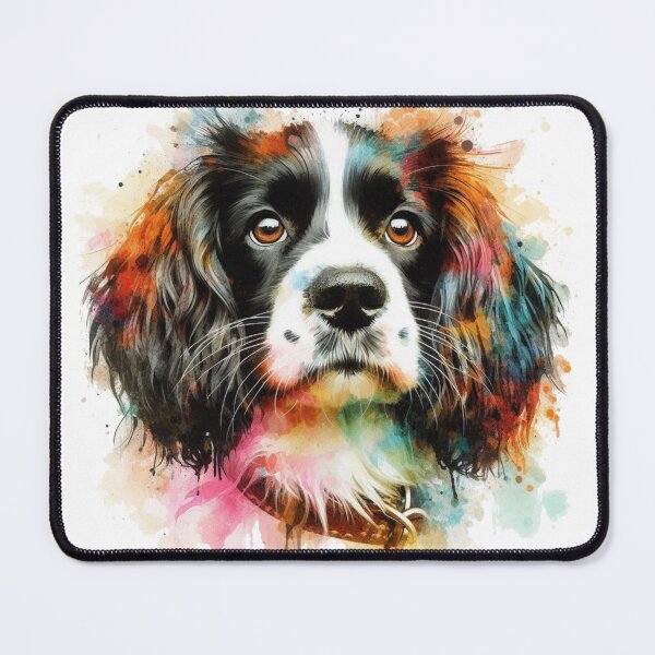 Item preview, Colorful Cute English Springer Spaniel Watercolor Portrait designed and sold by MaedK.
