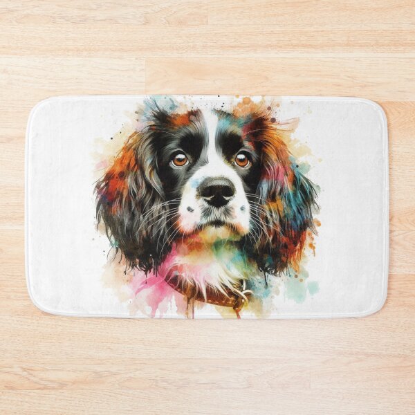Item preview, Colorful Cute English Springer Spaniel Watercolor Portrait designed and sold by MaedK.