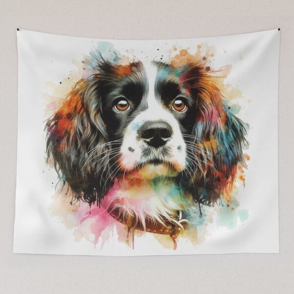 Item preview, Colorful Cute English Springer Spaniel Watercolor Portrait designed and sold by MaedK.