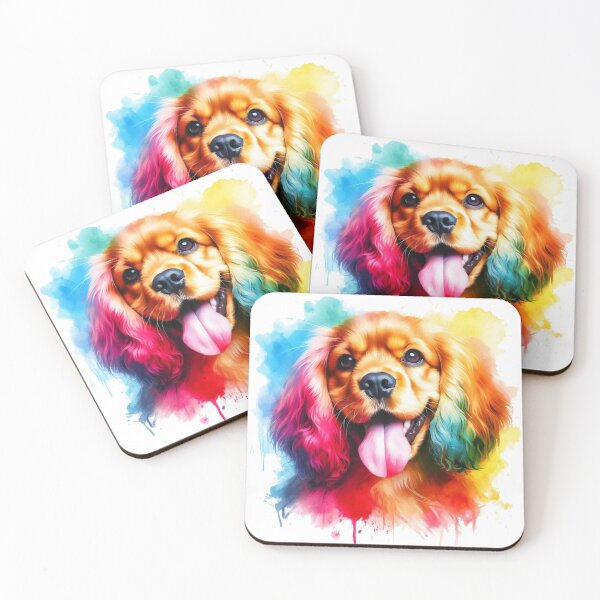 Item preview, Colorful Cute Cocker Spaniel Watercolor Portrait designed and sold by MaedK.