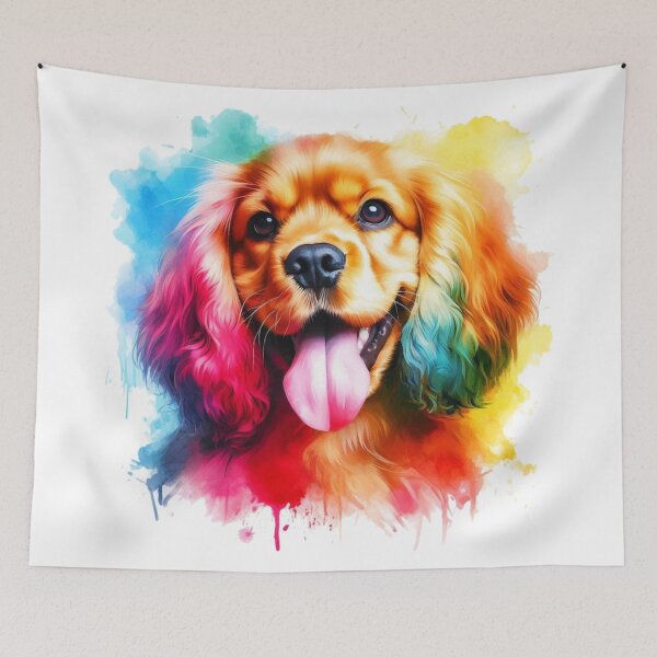 Item preview, Colorful Cute Cocker Spaniel Watercolor Portrait designed and sold by MaedK.