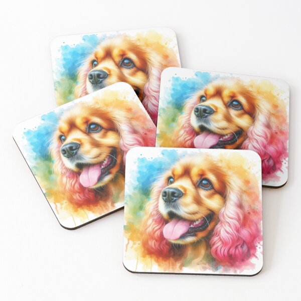 Item preview, Colorful Cute Cocker Spaniel Watercolor Portrait designed and sold by MaedK.