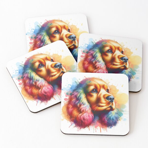 Item preview, Colorful Cute Cocker Spaniel Watercolor Portrait designed and sold by MaedK.