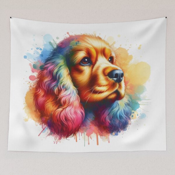Item preview, Colorful Cute Cocker Spaniel Watercolor Portrait designed and sold by MaedK.
