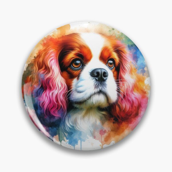 Item preview, Colorful Cute King Charles Spaniel Watercolor Portrait designed and sold by MaedK.