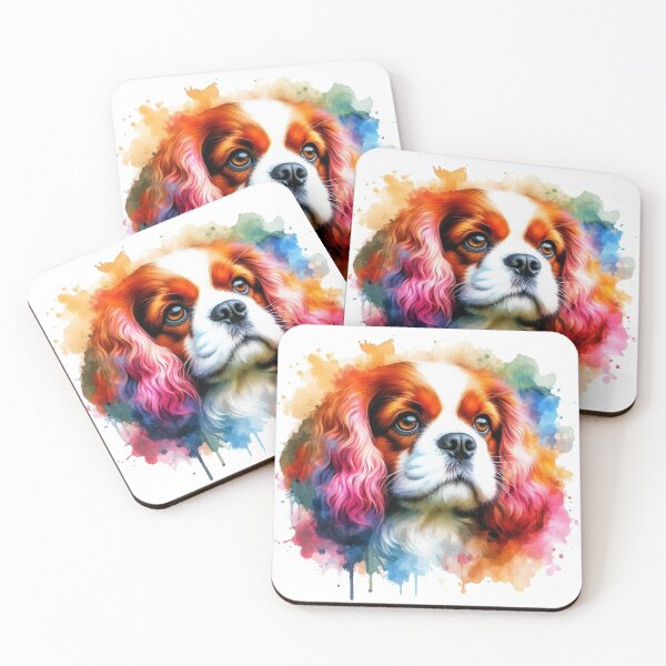 Item preview, Colorful Cute King Charles Spaniel Watercolor Portrait designed and sold by MaedK.