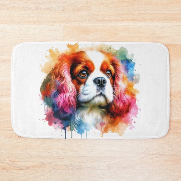 Item preview, Colorful Cute King Charles Spaniel Watercolor Portrait designed and sold by MaedK.