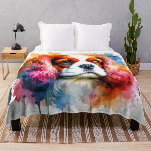 Item preview, Colorful Cute King Charles Spaniel Watercolor Portrait designed and sold by MaedK.
