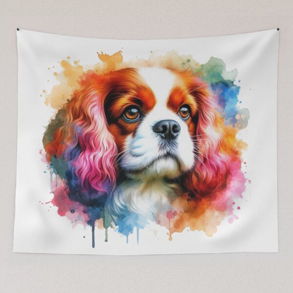 Item preview, Colorful Cute King Charles Spaniel Watercolor Portrait designed and sold by MaedK.