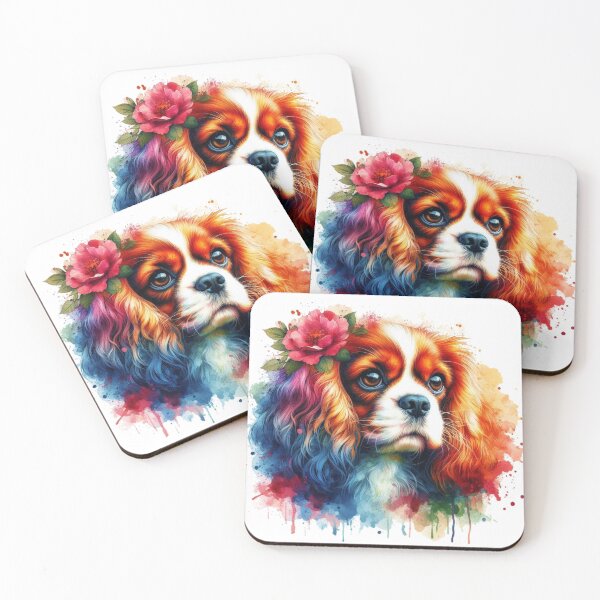 Item preview, Colorful Cute King Charles Spaniel Watercolor Portrait designed and sold by MaedK.