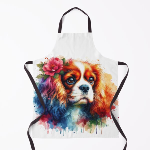 Item preview, Colorful Cute King Charles Spaniel Watercolor Portrait designed and sold by MaedK.