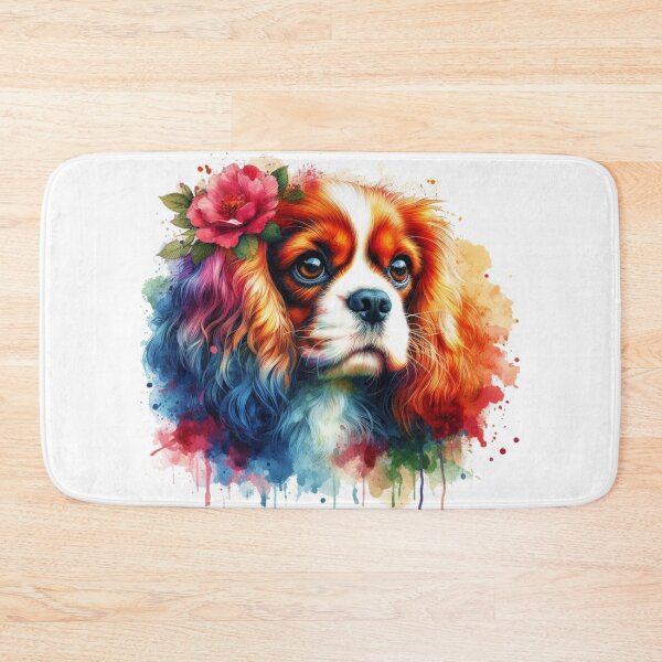 Item preview, Colorful Cute King Charles Spaniel Watercolor Portrait designed and sold by MaedK.