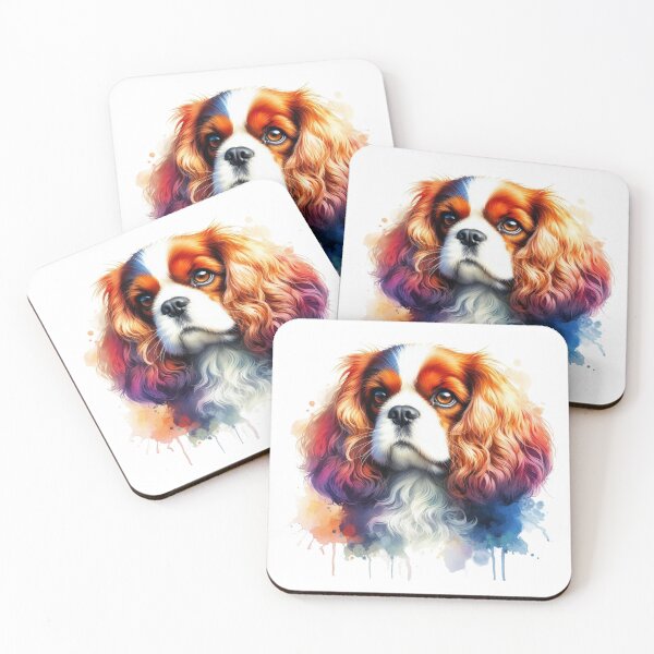 Item preview, Colorful Cute King Charles Spaniel Watercolor Portrait designed and sold by MaedK.