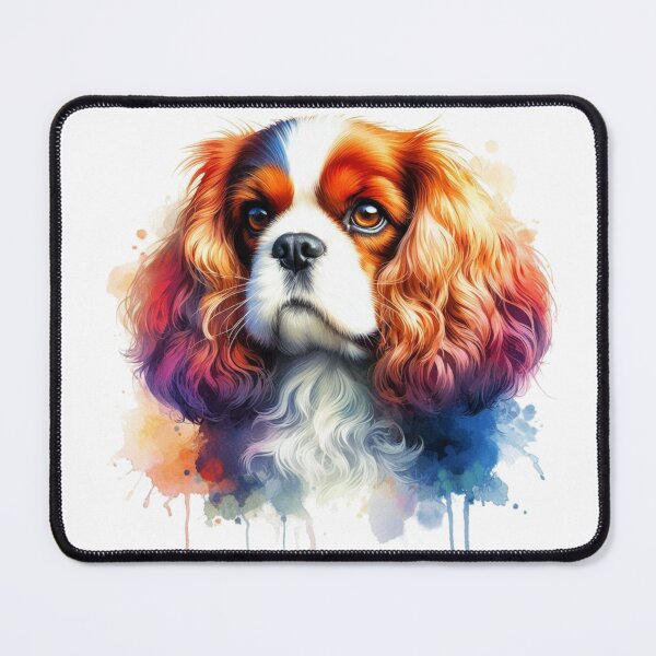 Item preview, Colorful Cute King Charles Spaniel Watercolor Portrait designed and sold by MaedK.
