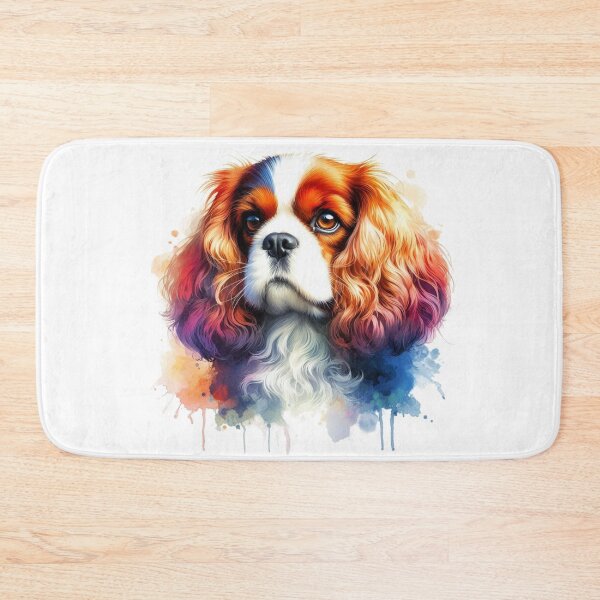Item preview, Colorful Cute King Charles Spaniel Watercolor Portrait designed and sold by MaedK.