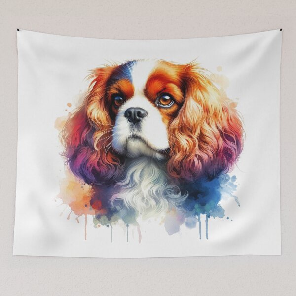 Item preview, Colorful Cute King Charles Spaniel Watercolor Portrait designed and sold by MaedK.