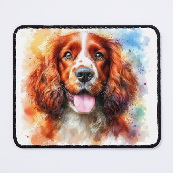 Item preview, Colorful Cute Welsh Springer Spaniel Watercolor Portrait designed and sold by MaedK.