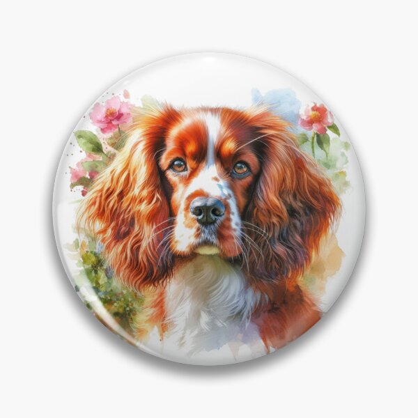 Item preview, Colorful Cute Welsh Springer Spaniel Watercolor Portrait designed and sold by MaedK.