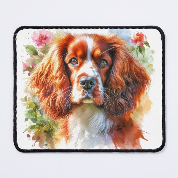 Item preview, Colorful Cute Welsh Springer Spaniel Watercolor Portrait designed and sold by MaedK.