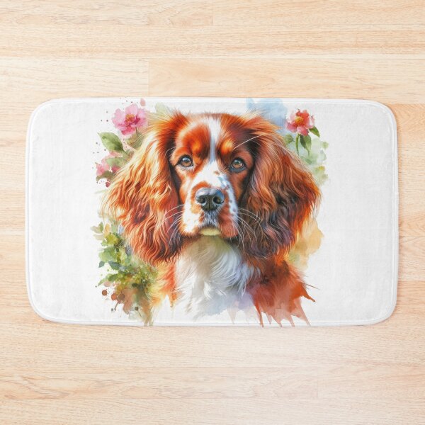Item preview, Colorful Cute Welsh Springer Spaniel Watercolor Portrait designed and sold by MaedK.
