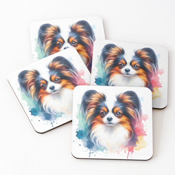 Item preview, Colorful Cute Papillon Watercolor Portrait designed and sold by MaedK.