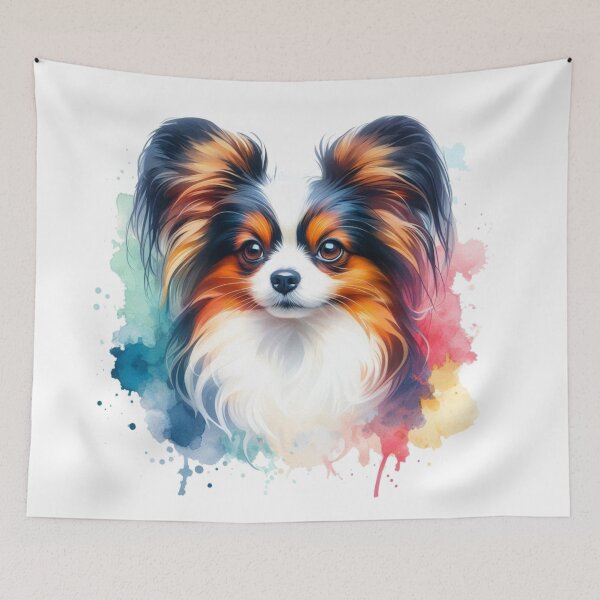 Item preview, Colorful Cute Papillon Watercolor Portrait designed and sold by MaedK.