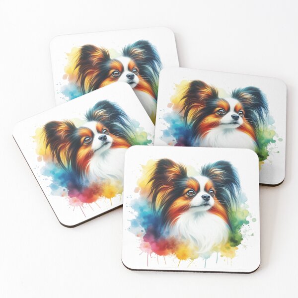 Item preview, Colorful Cute Papillon Watercolor Portrait designed and sold by MaedK.
