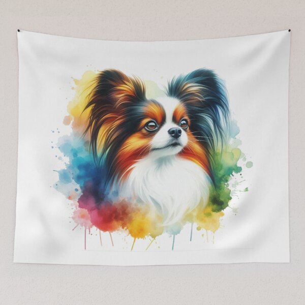 Item preview, Colorful Cute Papillon Watercolor Portrait designed and sold by MaedK.
