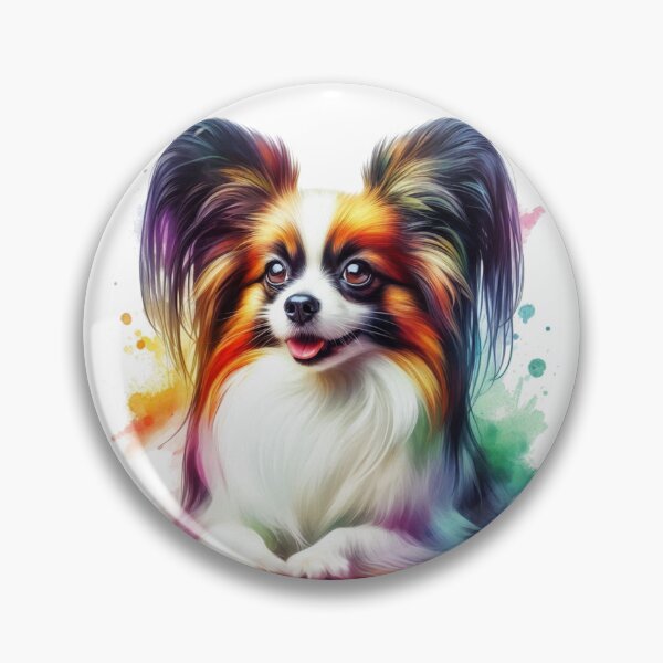Item preview, Colorful Cute Papillon Watercolor Portrait designed and sold by MaedK.