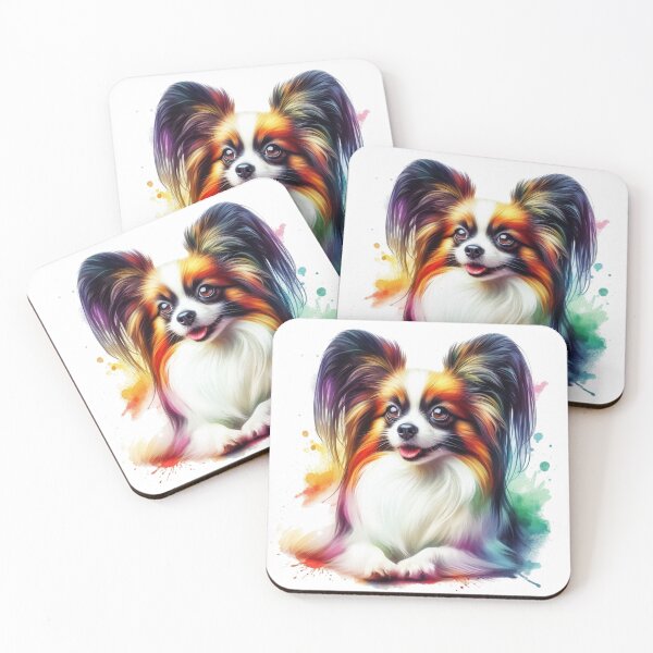 Item preview, Colorful Cute Papillon Watercolor Portrait designed and sold by MaedK.