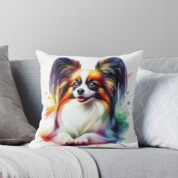 Item preview, Colorful Cute Papillon Watercolor Portrait designed and sold by MaedK.