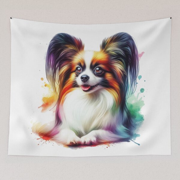 Item preview, Colorful Cute Papillon Watercolor Portrait designed and sold by MaedK.