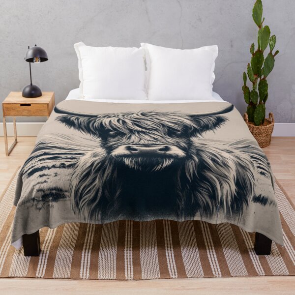 Item preview, Scottish Highland Cow Abstract Retro Sketch designed and sold by MaedK.