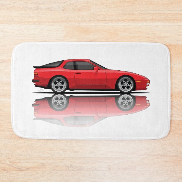 Item preview, Porsche 944 turbo retro Guards Red with reflection Illustration designed and sold by blackdogshop.