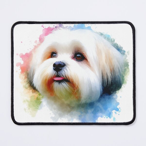 Item preview, Colorful Cute White Lhasa Apso Watercolor Portrait designed and sold by MaedK.