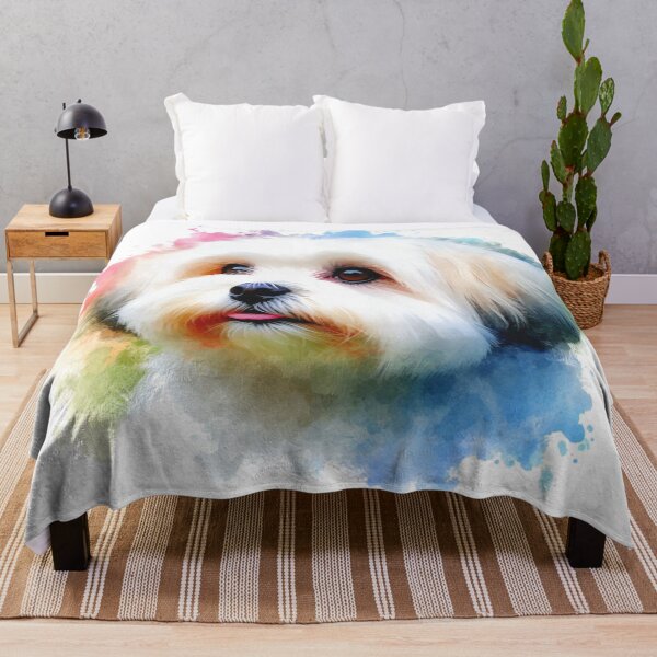 Item preview, Colorful Cute White Lhasa Apso Watercolor Portrait designed and sold by MaedK.
