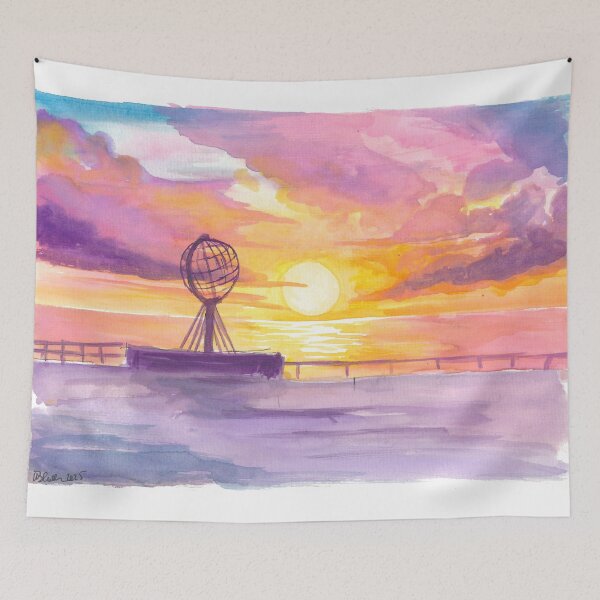 Item preview, North Cape and Arctic Globe Sunset Colors of Northern Horizons designed and sold by artshop77.
